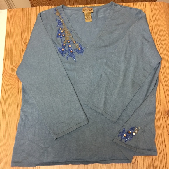 Beautiful Rhinestone & Beaded Vintage Sweater - Picture 2 of 7